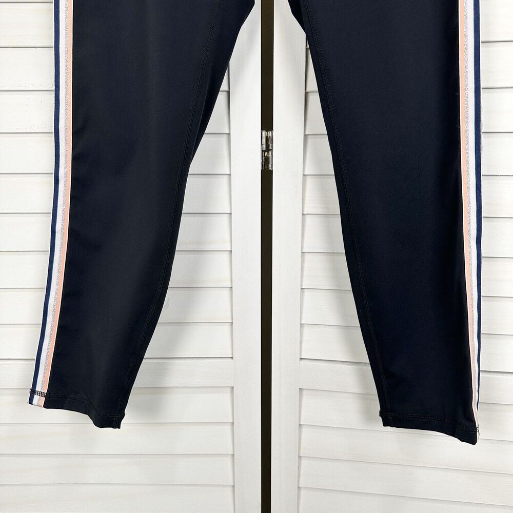 Zyia Active Pink Rainbow Luxe Ribbon Leggings Black 7/8 Size‎ 12 Glitter Stripe - Picture 4 of 10